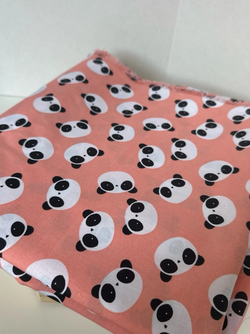 2 Yards Joann Fabrics Discontinued  “Kawaii Panda” Cotton —Coral Pink Background